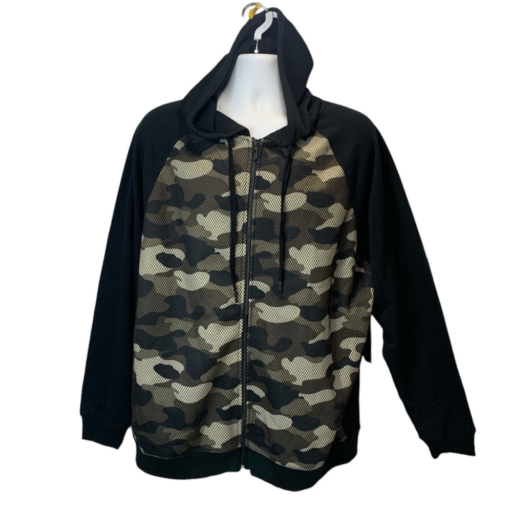 Brooklyn Standard Men’s Camouflage Gray/Black Full Zip Hoodie Jacket Size XL